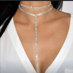 🍁 NEW! Rhinestone Double Choker Tassel Necklace